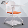 塑優培訓椅 360度旋轉可收木質寫字板 帶腳輪會議椅子 高檔海棉軟座聽課椅