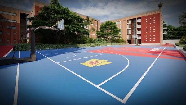 貴州省惠水縣甲浪小學籃球場硅PU地面建設順利完工