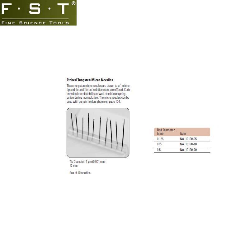 FST钨合金微型针10130-05 FST钨合金微型针10130-10 FST钨合金微型针10130-20