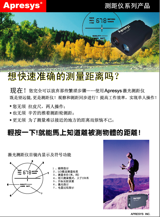 PRO1500美国APRESYS PRO-1500望远镜激光测距仪
